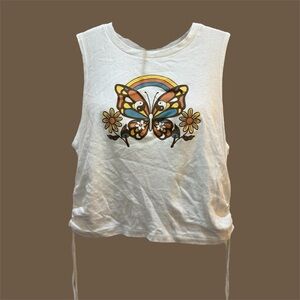 White Butterfly Graphic Women's Top